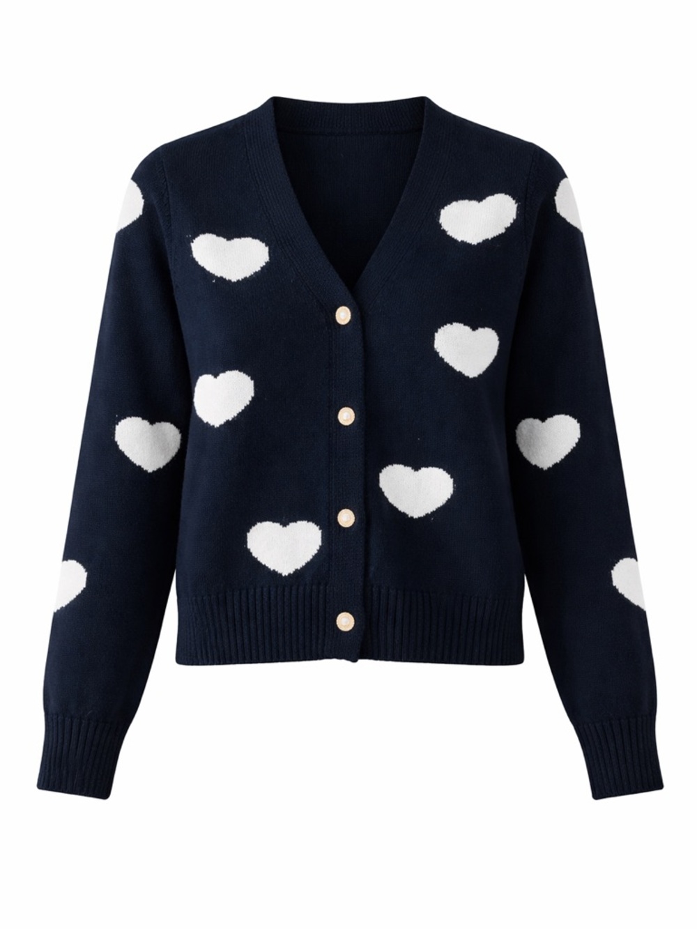 Nanette Lepore Heart Cardigan Black White Knit Button Sweater Women Small Cute